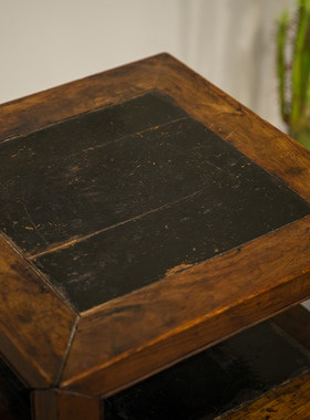 黄花梨漆面四面平带屉香几