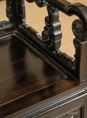 紫檀镶景泰蓝福庆纹扶手椅成套