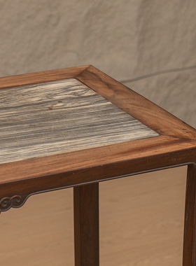 红木镶云石云纹四面平香几