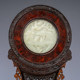 Mahogany and boxwood inlaid gall wood inlaid jade screen