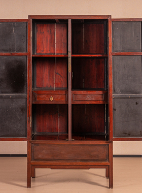 红木三抹门带柜膛一封书式方角柜