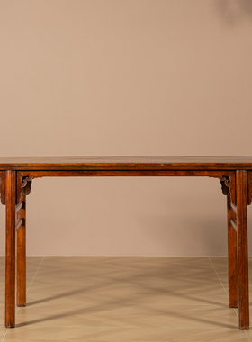 清中期黄花梨夹头榫如意云纹独板画案明式古董家具海南黄花梨方桌