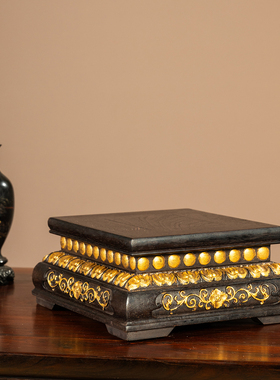 清代金漆莲瓣纹须弥座佛像底座