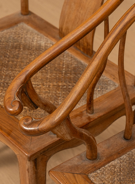 清代红木螭龙纹圈椅（一对）