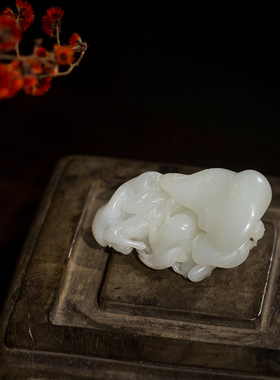 尤志光和田玉籽料春宫天然和田白玉雕手把件真品玉器摆件 151.4g