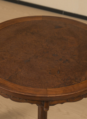 黄花梨镶瘿木独柱圆台