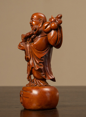 黄杨木雕弥勒佛摆件家用