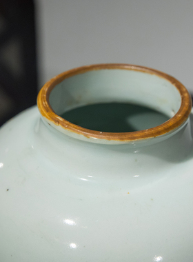 清代 青釉盖罐老物件收藏品文玩B古董真品客厅办公室瓷器中式摆件