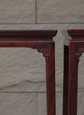 红木束腰卷球足带托泥云纹方香几