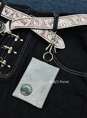 传送门 Portal西部牛仔零钱包钥匙扣挂件中古卡包腰间收纳包挂饰