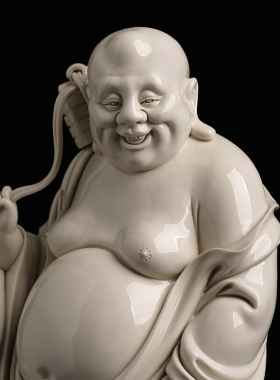 中国白陶瓷大肚弥勒佛招财摆件