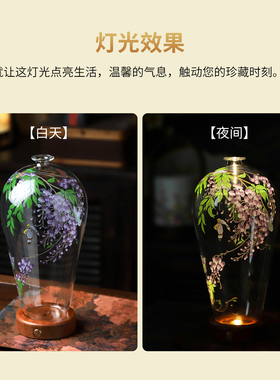夜光梅灯玻璃花瓶摆件乔迁礼物