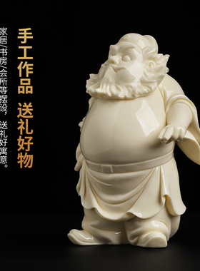 中国白陶瓷钟馗雕塑客厅玄关摆件