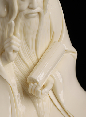 中国白陶瓷孔子雕像客厅酒柜摆件