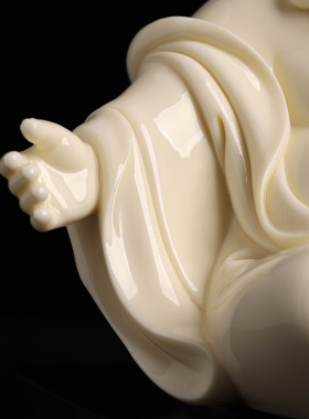 省大师张明贵中国白陶瓷弥勒佛