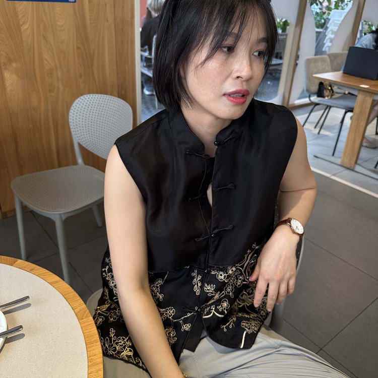 新中式复古小立领对襟盘扣重工欧根纱金刺绣拼接真丝马甲外套女,淘宝优惠券,粉丝福利购,淘宝优惠卷