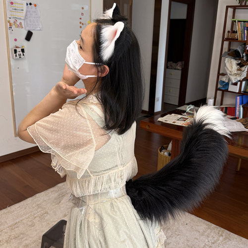 【万用款】阿牛家电动狐/猫耳朵COSPLAY可动猫尾巴女仆Lolita道具 - 图1