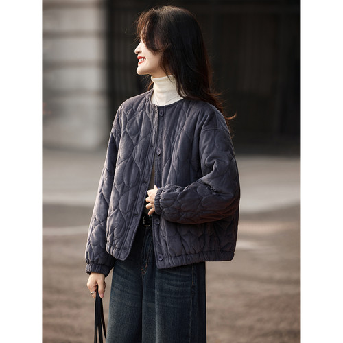 苏醒的乐园厚款外套棉衣冬季时尚气质百搭休闲宽松显瘦圆领棉服 - 图1