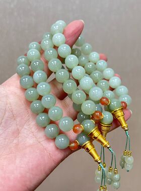 天然和田玉手串南红点缀女款