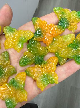 玉阅珠宝翡翠AB料黄加绿吊坠