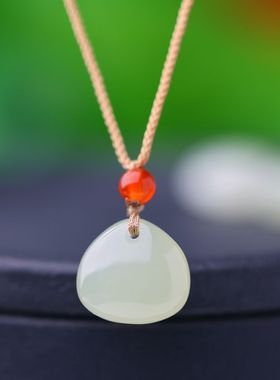 精致青海料水滴锁包吊坠