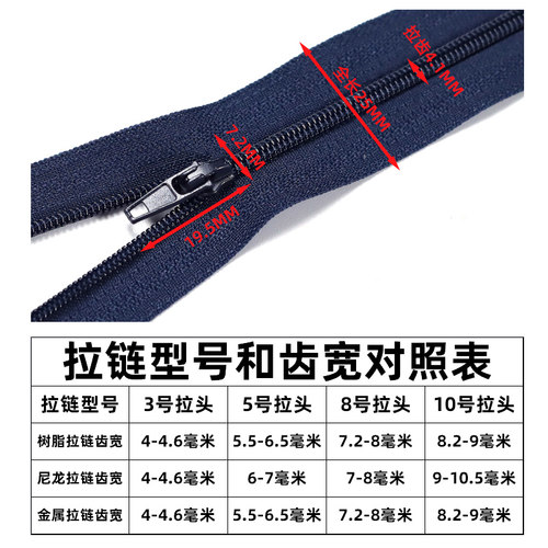 3号尼龙拉链黑色西裤门襟闭尾短拉链裙子裤子防开防滑拉锁头配件 - 图0