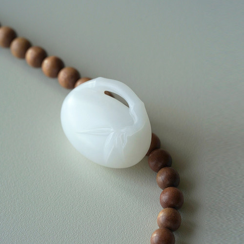 良器艺术 天然和田玉吊坠  羊脂白玉竹节宝宝锁挂件 男女款颈饰 - 图3