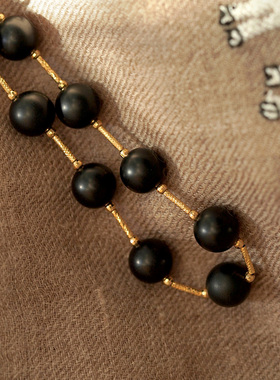 良器艺术 ·  墨玉手链女手串 18K金手链新疆墨玉设计款手链