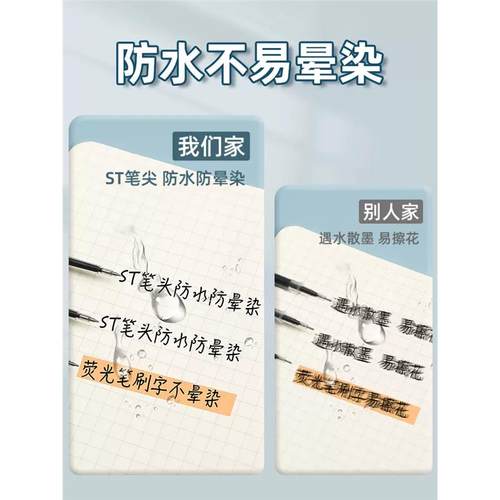 晨光ST头按动笔芯速干双珠葫芦头刷题中性笔替芯考试专用黑色0.5 - 图3
