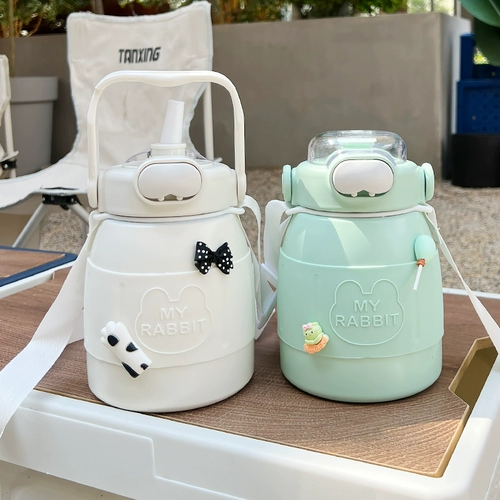 Вместительный и большой стакан, трубочка со стаканом, высококачественная чайная чашка, стальной ремешок из нержавеющей стали, нержавеющая сталь AISI 304