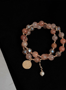 新中式手链复古国风叠戴天然石比设计感水晶手串气质显白瘦手饰品