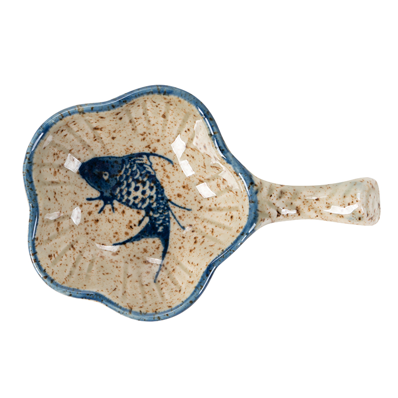 日式陶瓷调料碟子商用烤肉调味碟带把创意筷子架餐厅寿司蘸料碟子 - 图3