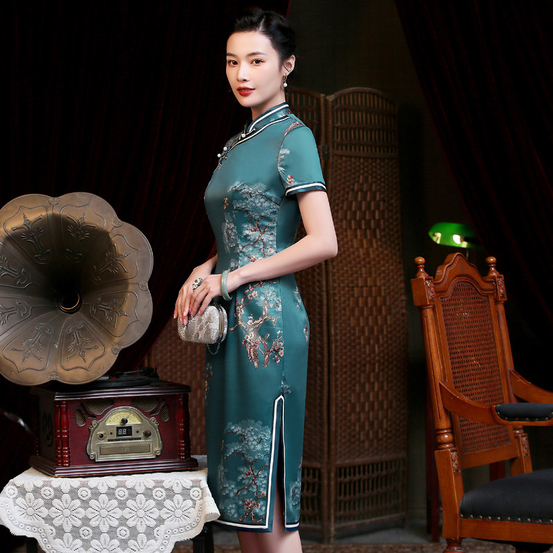 旗袍2020年新款妈妈夏装日常连衣裙 茗绣旗袍