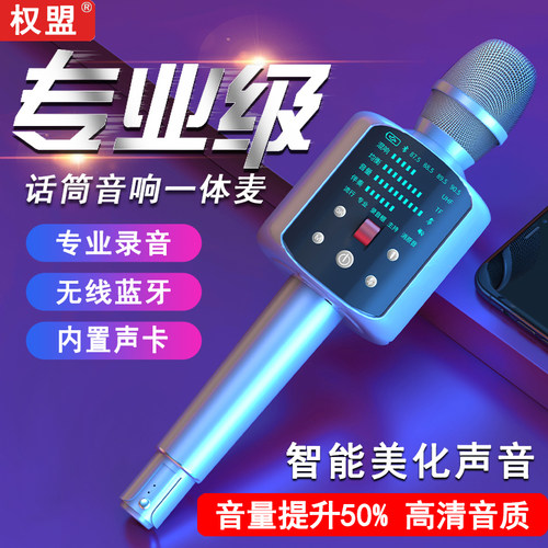 权盟R2Pro炫声麦克风话筒音响一体全民手机K歌神器专业声卡直播 - 图0