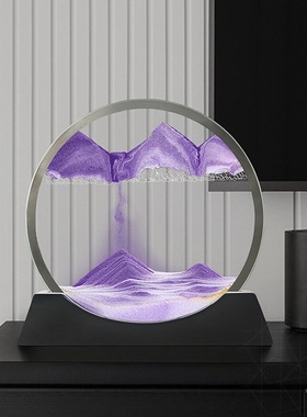 实木流沙画摆件3d立体沙漏办公室家居客厅电视柜轻奢高档创意礼物