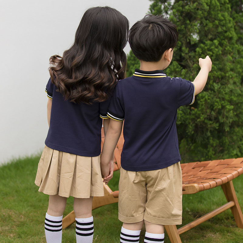 幼儿园园服夏装季短袖两件套英伦风小学生校服纯棉运动服小学班服