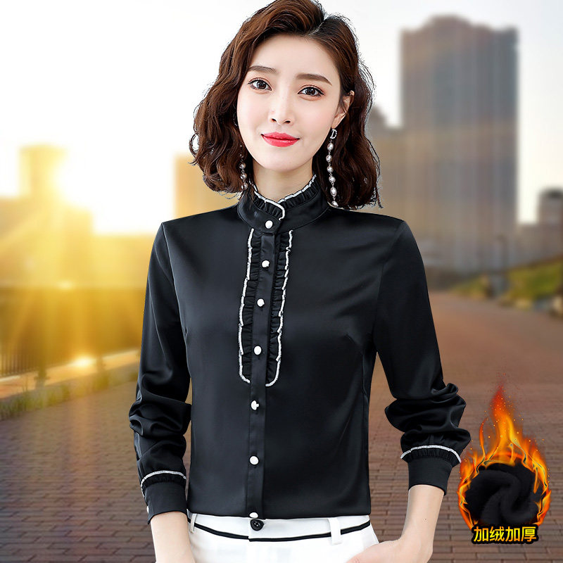 木耳领雪纺长袖气质2020秋冬衬衫 后昔衬衫