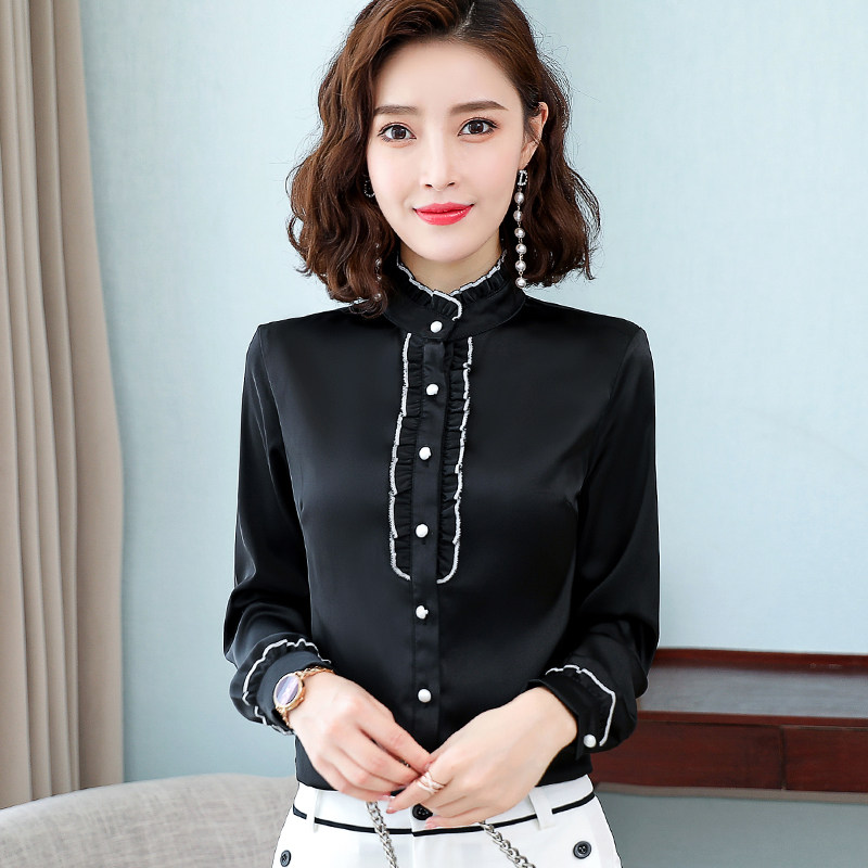 木耳领雪纺长袖气质2020秋冬衬衫 后昔衬衫