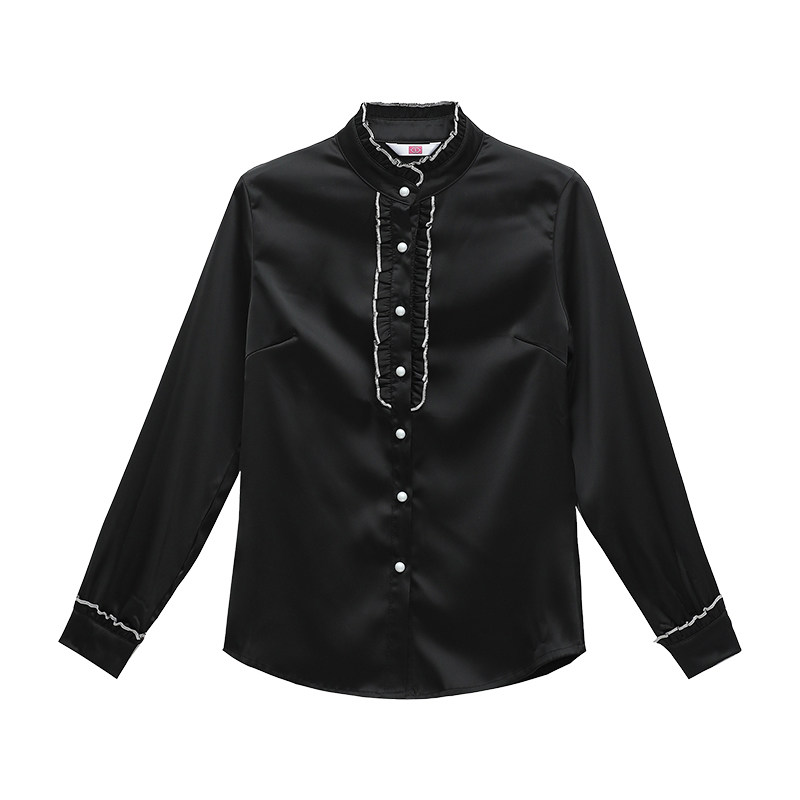 木耳领雪纺长袖气质2020秋冬衬衫 后昔衬衫