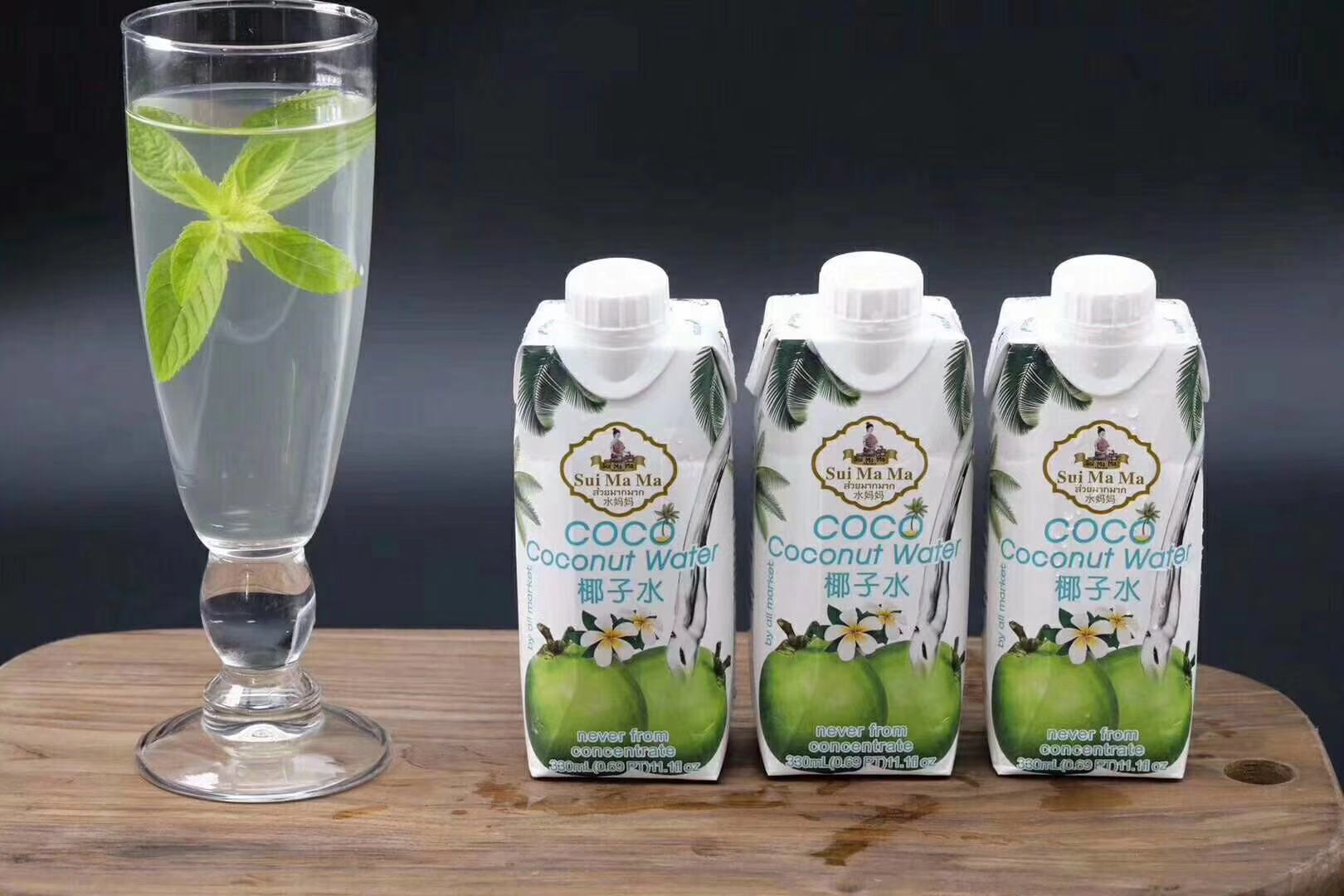 进口水妈妈椰子水饮料 coconut water椰奶果汁饮品椰子汁 330ML-图0