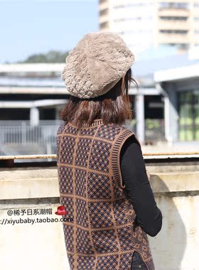 可爱日本蝴蝶结拼接贝雷帽子新品