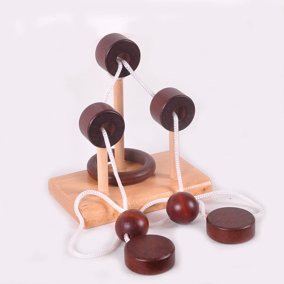 古典木制益智玩具 成人智力玩具 解环 解锁解套解绳桃园三拜