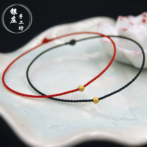 Золотой браслет с одной бусиной ручной работы, браслет из красной нити, оберег на день рождения, браслет на ногу для влюбленных