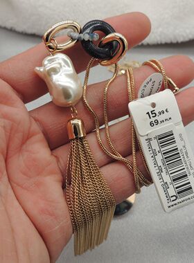 新款青岛欧美时尚百搭气质质感原单贝珠流苏长款简约项链ZA4