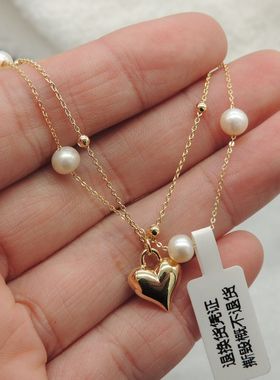 新款青岛欧美时尚百搭气质质感原单镀真金镶嵌锆石真珍珠项链Q47