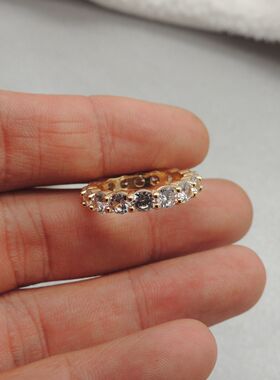 青岛新款欧美时尚百搭气质质感黄铜锆石简约开口戒指Q34