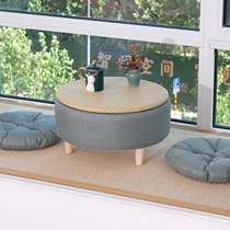 Cloth Art Round Table Ins Solid Wood Floating Windows Small Tea Table Rattan Chic Window Table Table Day Style Kang Table Dwarf Table Tatami Tea Table