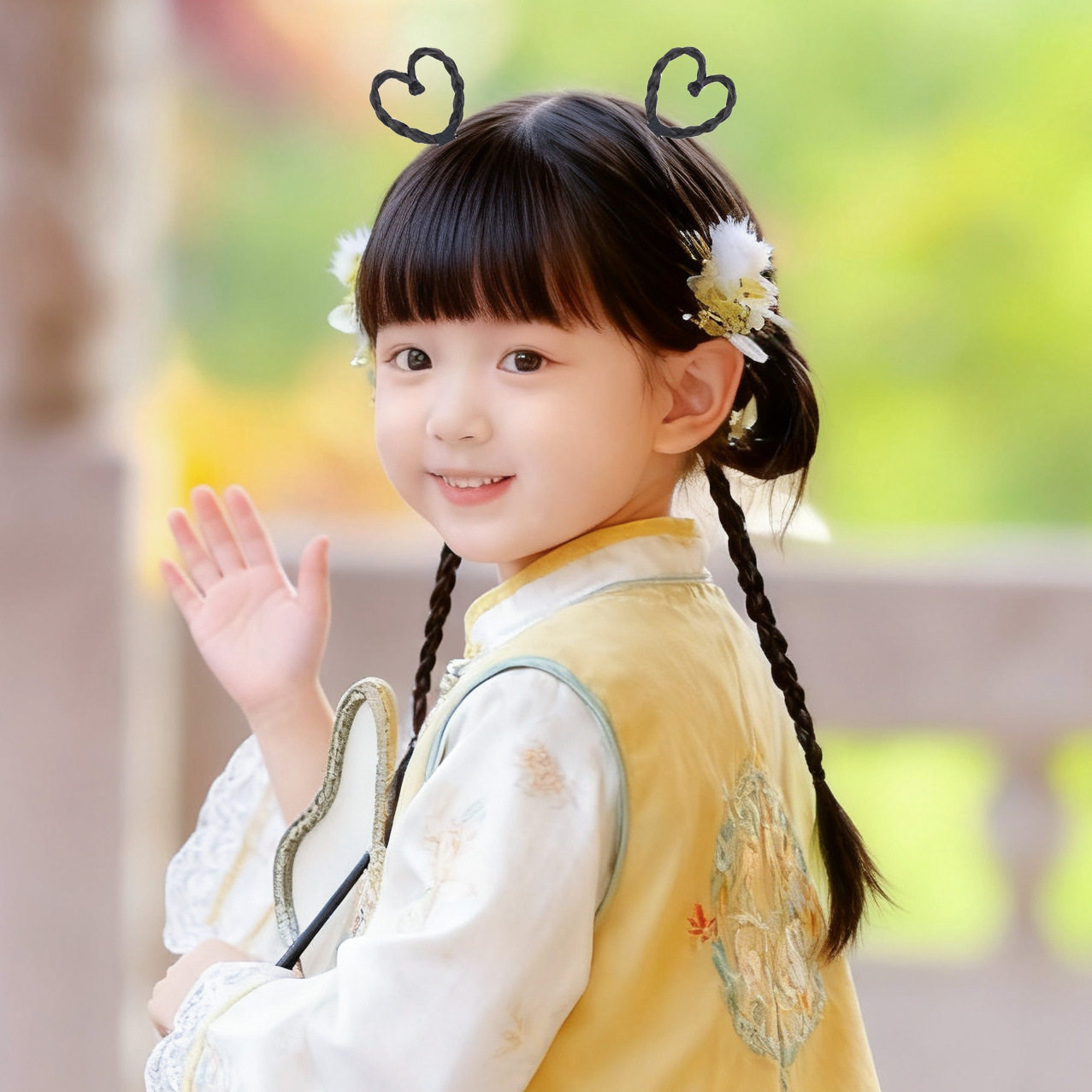 厂家现货儿童假发女仿真发丝爱心辫子头饰古装汉服麻花辫发夹,淘宝优惠券,粉丝福利购,淘宝优惠卷