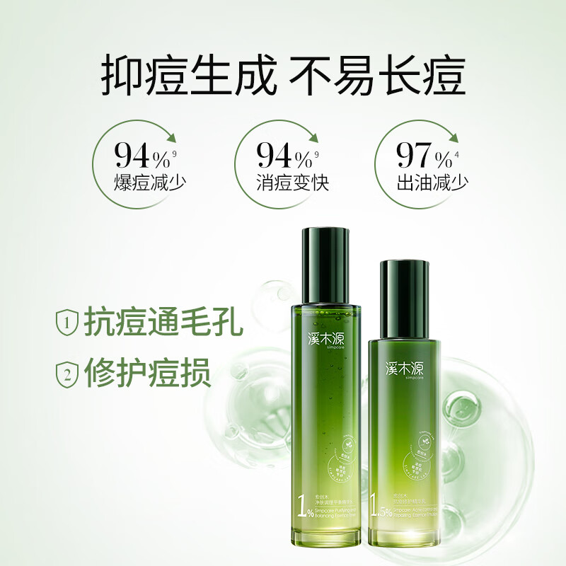 溪木源愈创木抗痘水乳套装油痘敏感肌控油修护补水正品官方旗舰店