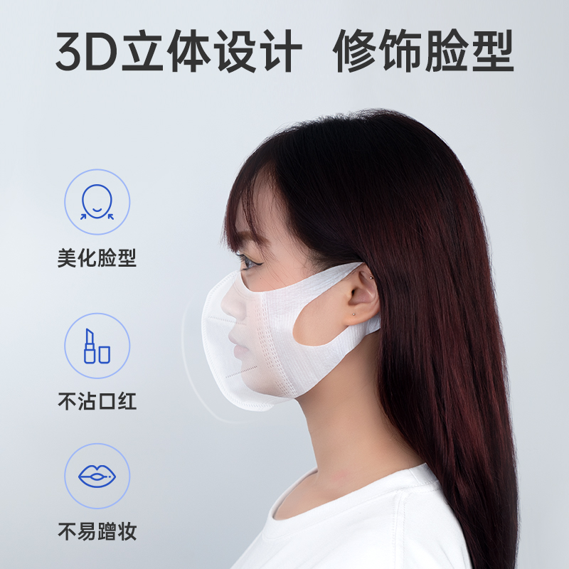 3D立体口罩高颜值女白色一次性防护正品正规透气薄款夏季2024新款